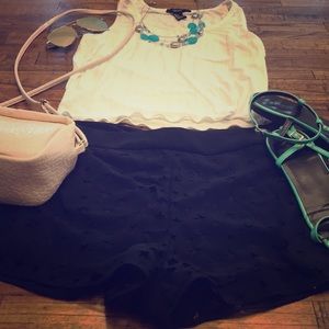 Navy  blue star-cutout shorts